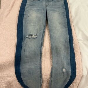 SPANX Women's Jeans - Light Blue with Dark Blue Accents